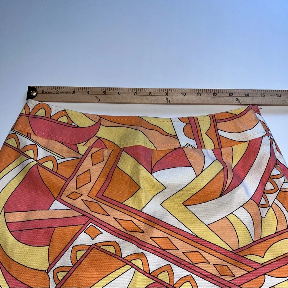Talbots‎ Size 8 Retro Geometric Pattern Orange, Yellow and White Skirt